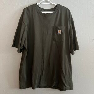 Carhartt Loose Fit Short Sleeve Pocket T Shirt Olive Green XL Men's Workwear